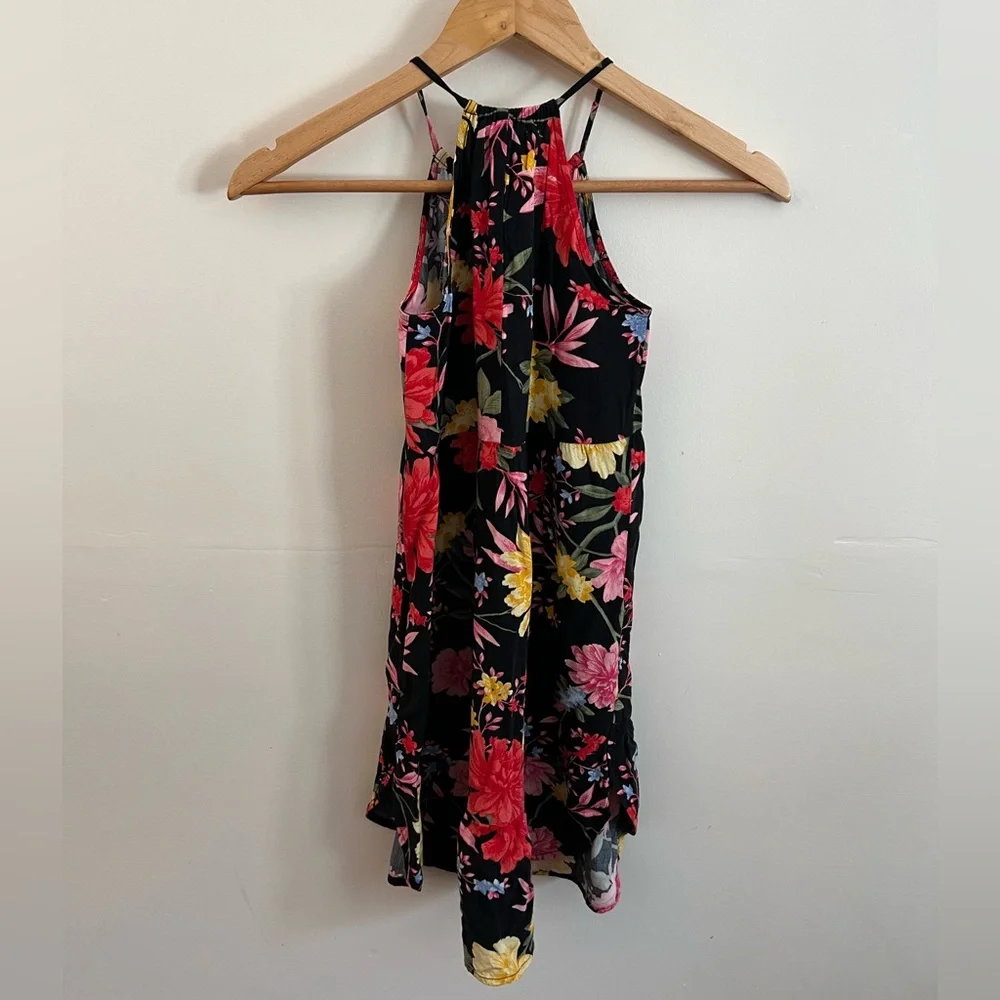 Old Navy Girls Floral Midi Dress | Size S (6–7) | Black Pink Yellow Sleeveless